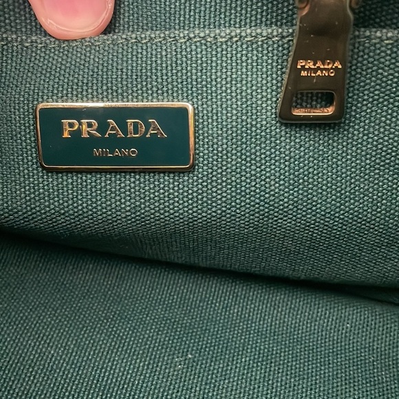 Authentic Prada Canapa Mini 2 way bag shoulder bag green Canvas - Picture 6 of 8